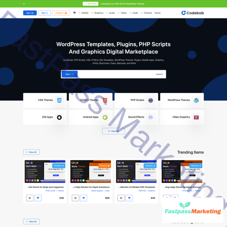 Codebob - Single-Vendor Digital Marketplace (SAAS)