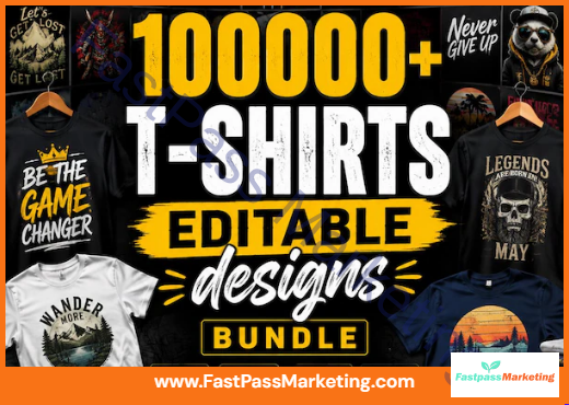 100000 T-Shirt Bundle 100,000 T-Shirt Editable Designs Mega Bundle