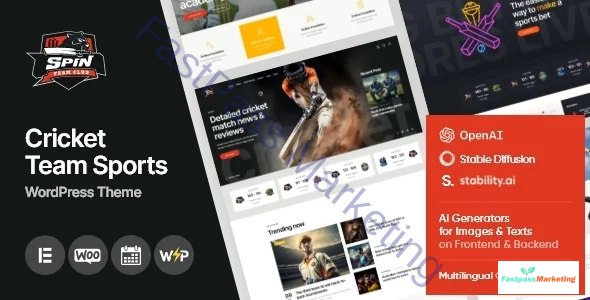 Spin Cricket Team Sports Wordpress Theme Ai